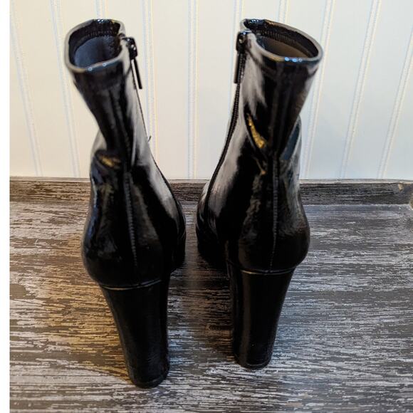 Impo Women's Black Patent Platform Square Toe Side Zip Block Heel Bootie Size 8 - Picture 4 of 8